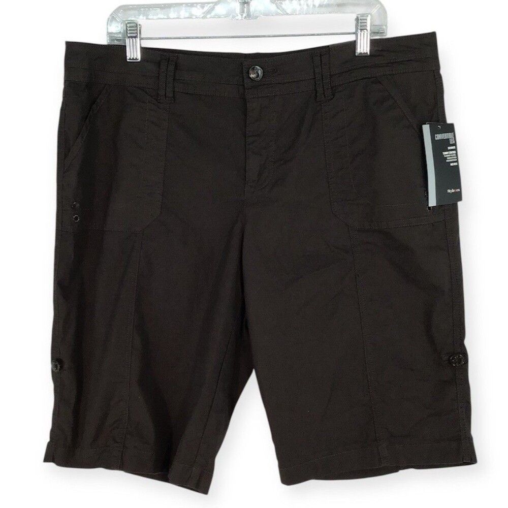 Style & Co NEW Bermuda Convertible Brown Skimmer Shorts Women 16P Tummy Control
